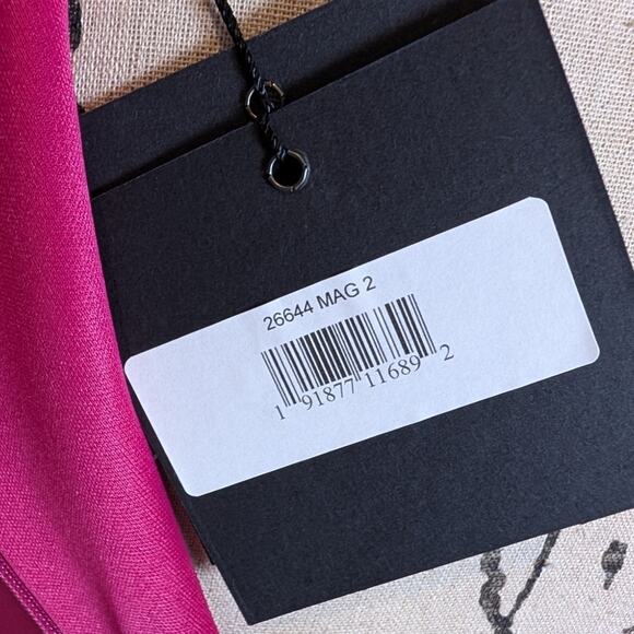 Mac Duggal Asymmetrical Draped Long Sleeve Mini Dress Magenta Size 2 - Picture 7 of 16